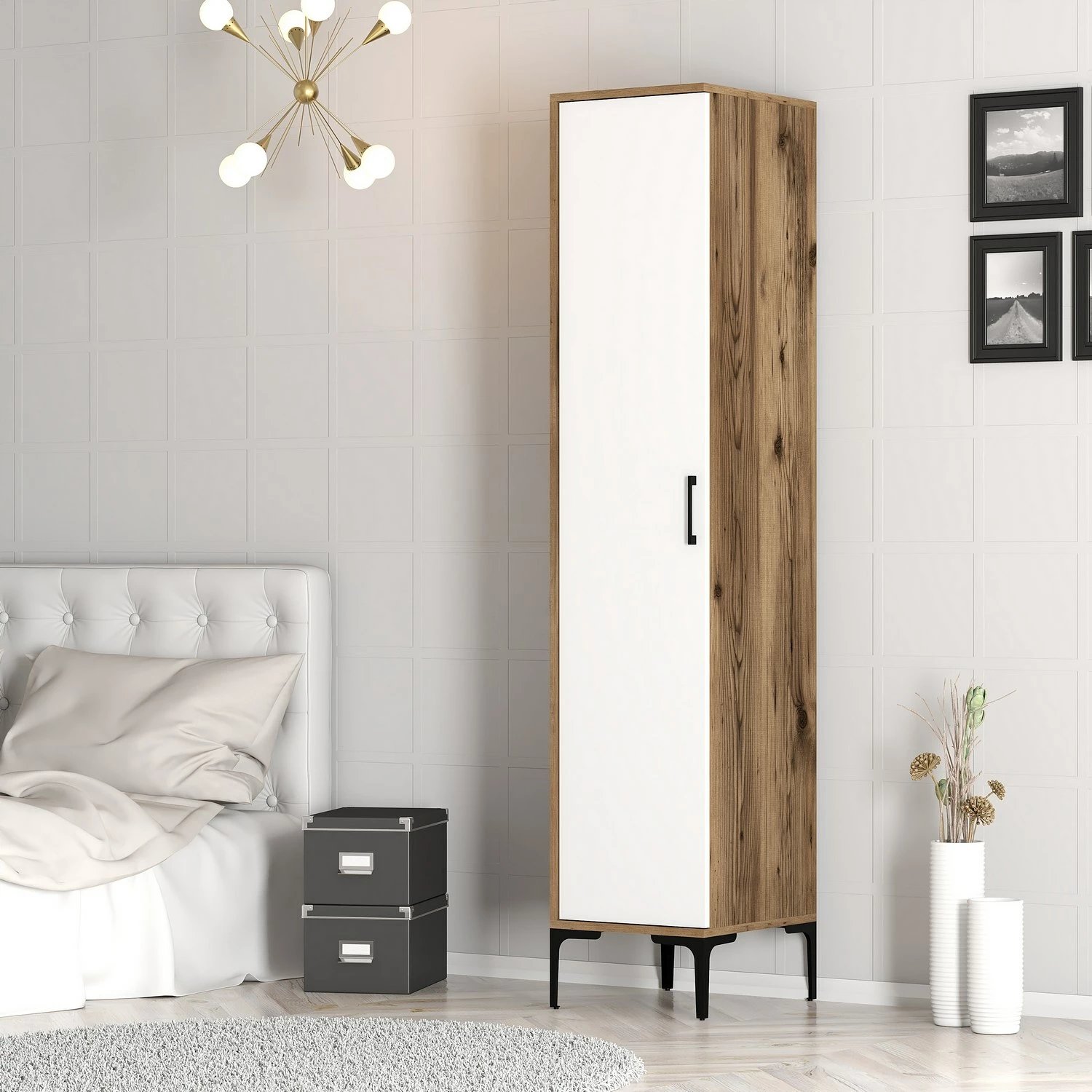 Dollap Hanah Home, Kumsal S, ngjyrë arre dhe e bardhë