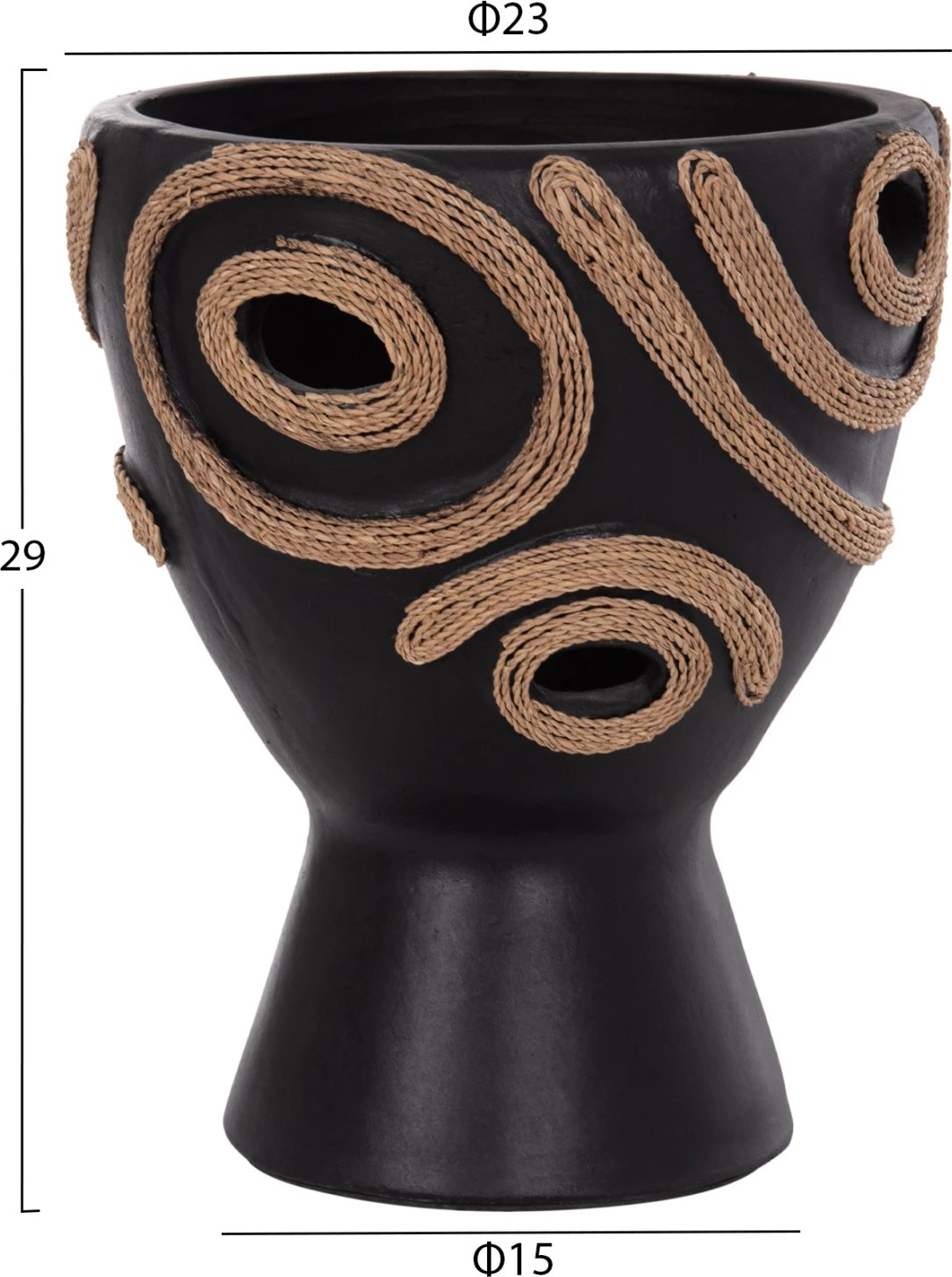 Vazo dekorative tavoline DEAN, terrakotë e zezë, FH4678.01, 23x29cm Vazo dekorative tavoline DEAN, terrakotë e zezë, FH4678.01, 23x29cm