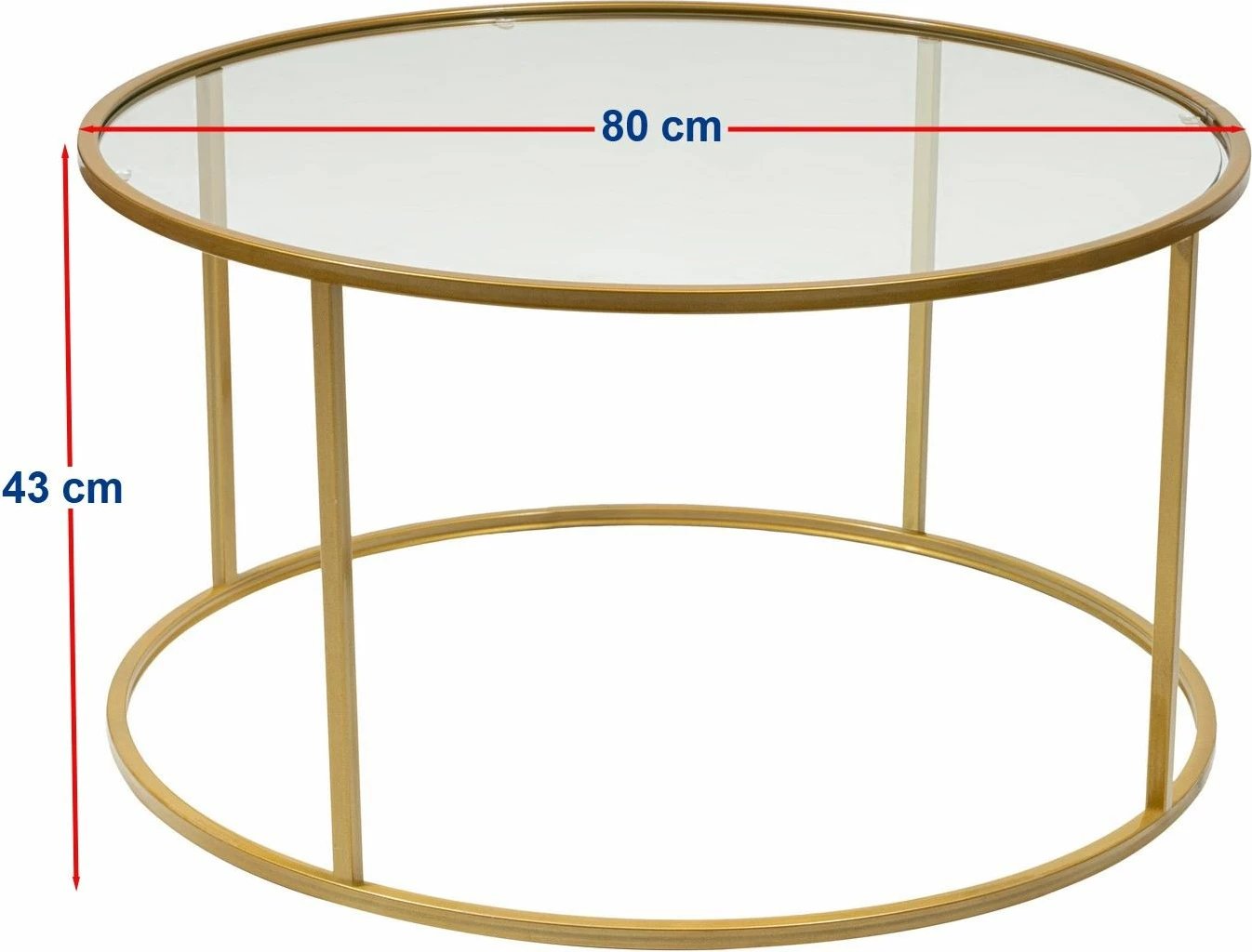 Tavolinë kafeje Hanah Home, Berlin 80, ngjyrë ari, transparente