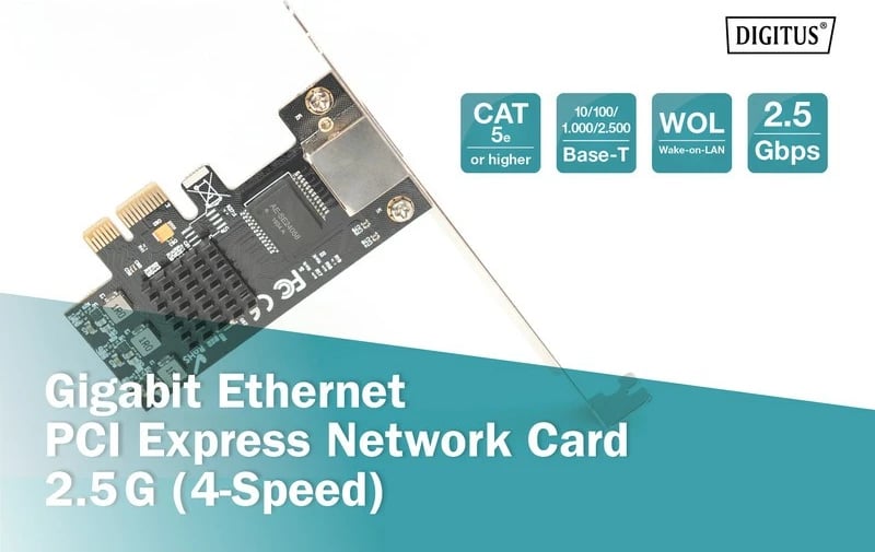 Kartë rrjeti Digitus DN-10135, PCI Express, 2.5 Gigabit LAN, 1x RJ45 Kartë rrjeti Digitus DN-10135, PCI Express, 2.5 Gigabit LAN, 1x RJ45