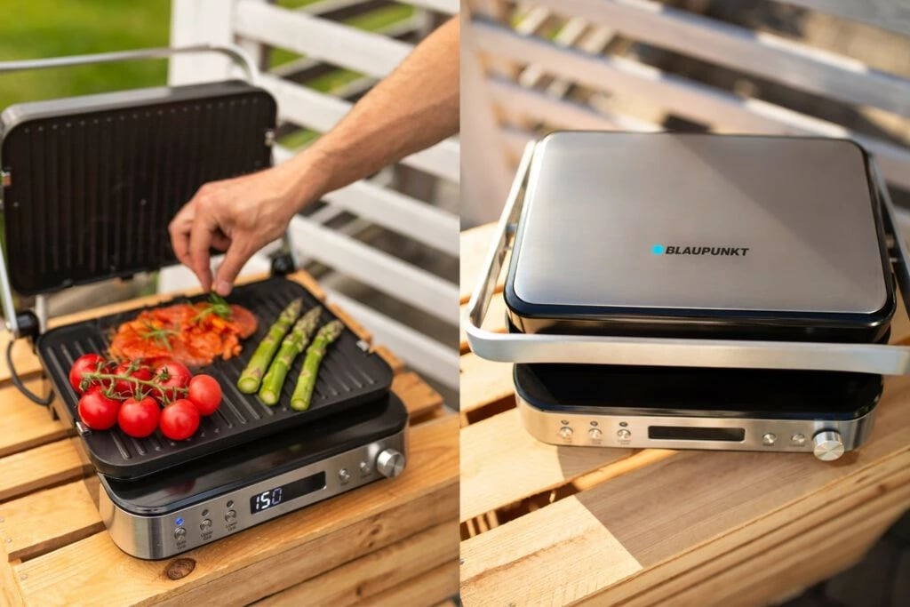 Grill elektrik Blaupunkt GRS901, 2000 W, pllaka dyanshme, gofra, inox/zi
