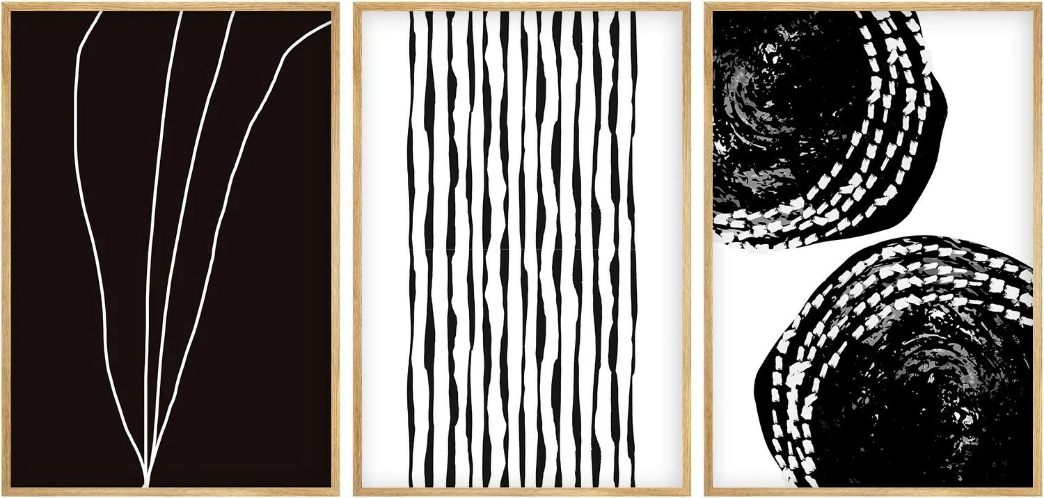 Set pikturash dekorative me kornizë, MDF, shumëngjyrëshe, Wallity, Huhu240, 30x40cm (3 copë)