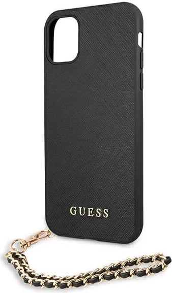 Mbështjellës Guess Saffiano Chain për iPhone 11/Xr 6.1", i zi Mbështjellës Guess Saffiano Chain për iPhone 11/Xr 6.1", i zi