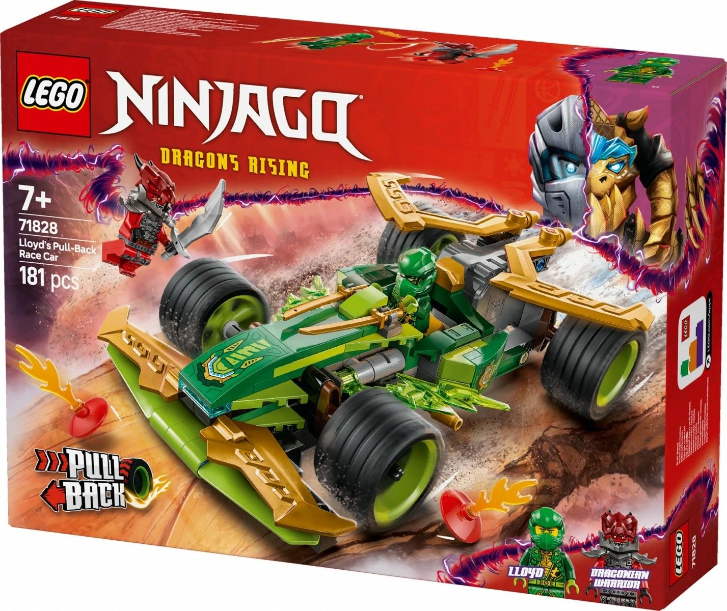 Set ndërtimi LEGO NINJAGO Lloyd's Race Car me pull-back motor, 181 pjesë, Jeshile
