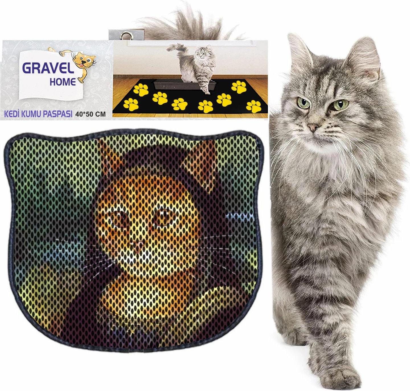 Tapet për rërë mace, shumëngjyrësh, Paws & Whiskers, Kdkafa0133, 40x50cm