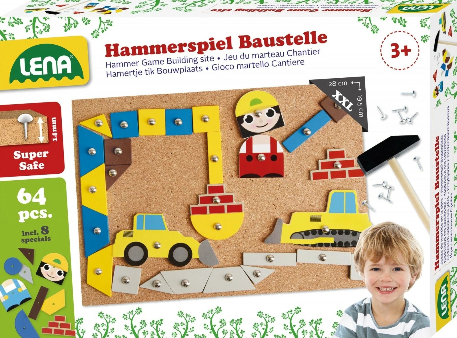 Set ndërtimi me çekiç Lena 65828, 64 pjesë, shumëngjyrësh