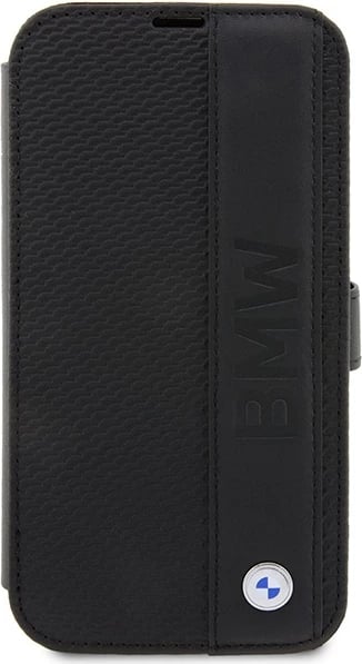 Mbështjellës BMW BMBKP14L22RDPK për iPhone 14 Pro 6.1", Leather Textured&Stripe, e zezë