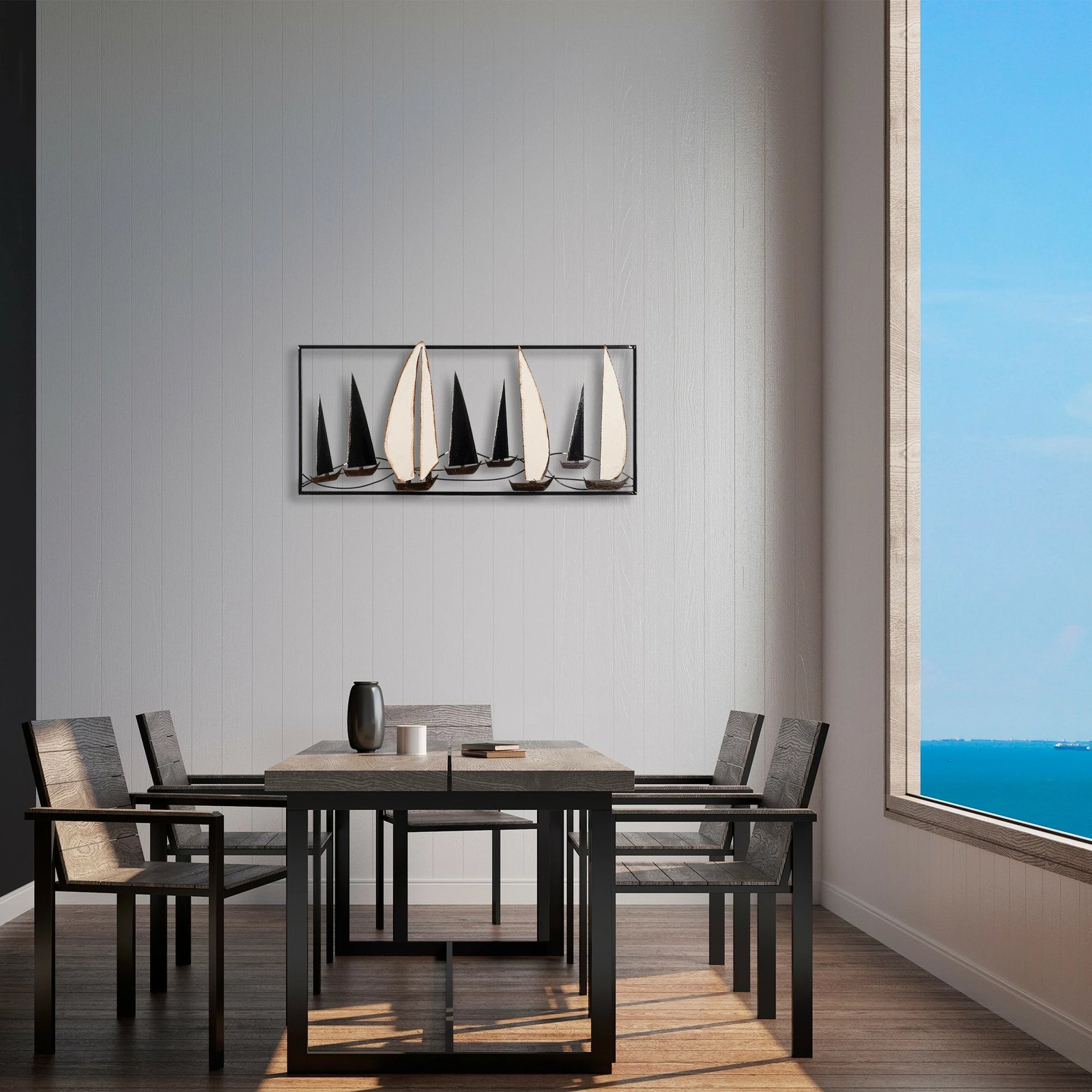 Aksesor dekorativ metalik për mur, Wallity, Yelkenli, shumëngjyrësh, 40x91x5cm