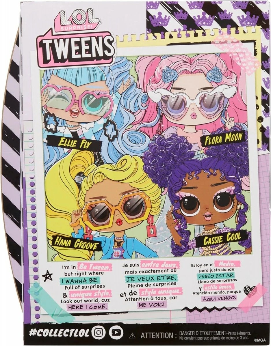 Kukull L.O.L. Surprise Tweens Cassie Cool, 16.5 cm, me aksesorë, vjollcë