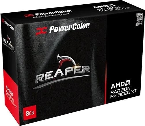 Kartë grafike PowerColor RX9060XT 8G-A, 8 GB GDDR6, AMD Radeon, 2 ventilatorë, e zezë