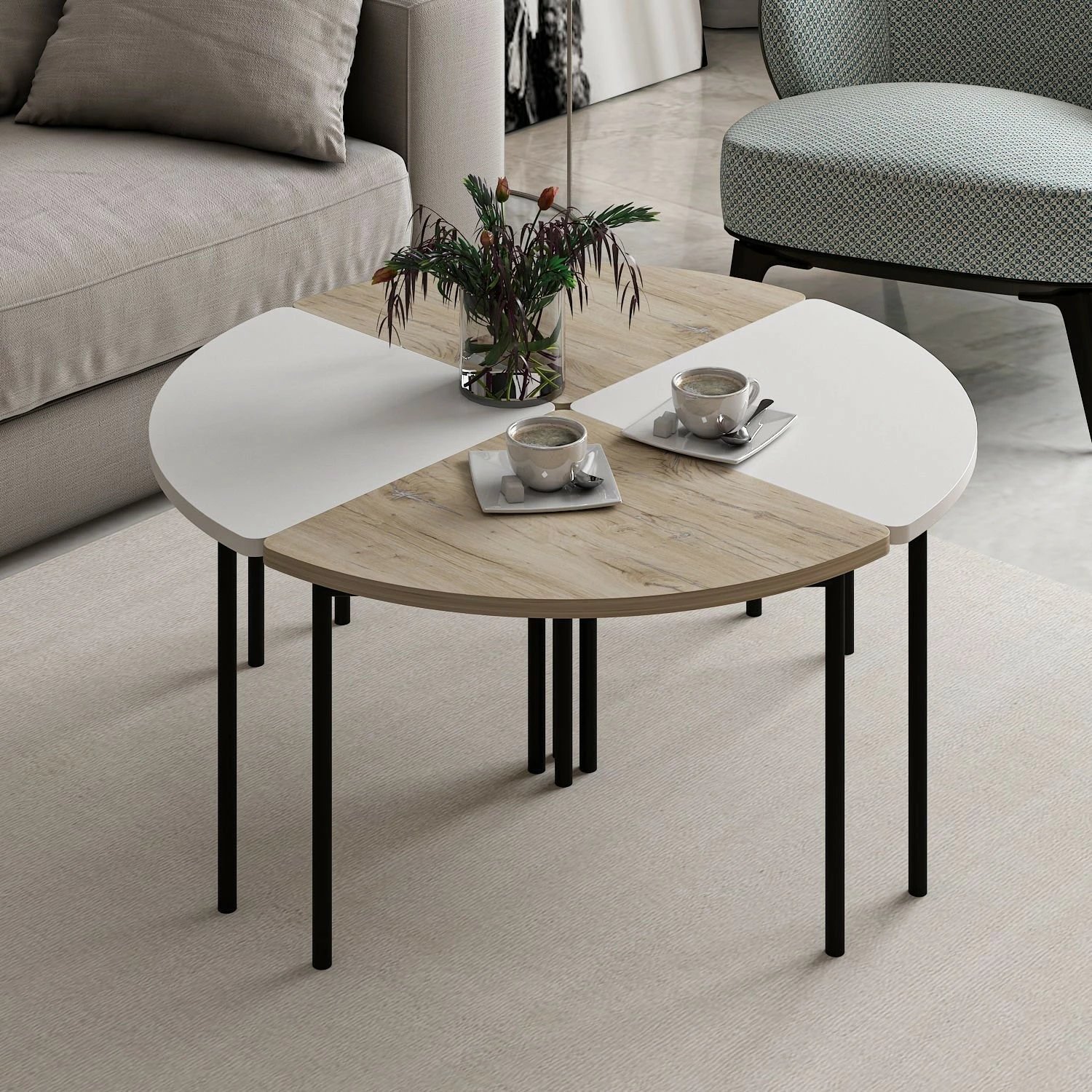 Tavolinë e ulët për kafe, Skye Decor, Emma - 8918, e bardhë