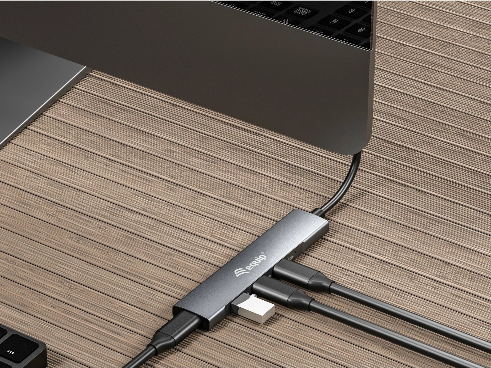 USB hub Equip 4 porte USB 3.2 Gen 1 Type-C, alumini, zi, argjendt, 0.15m