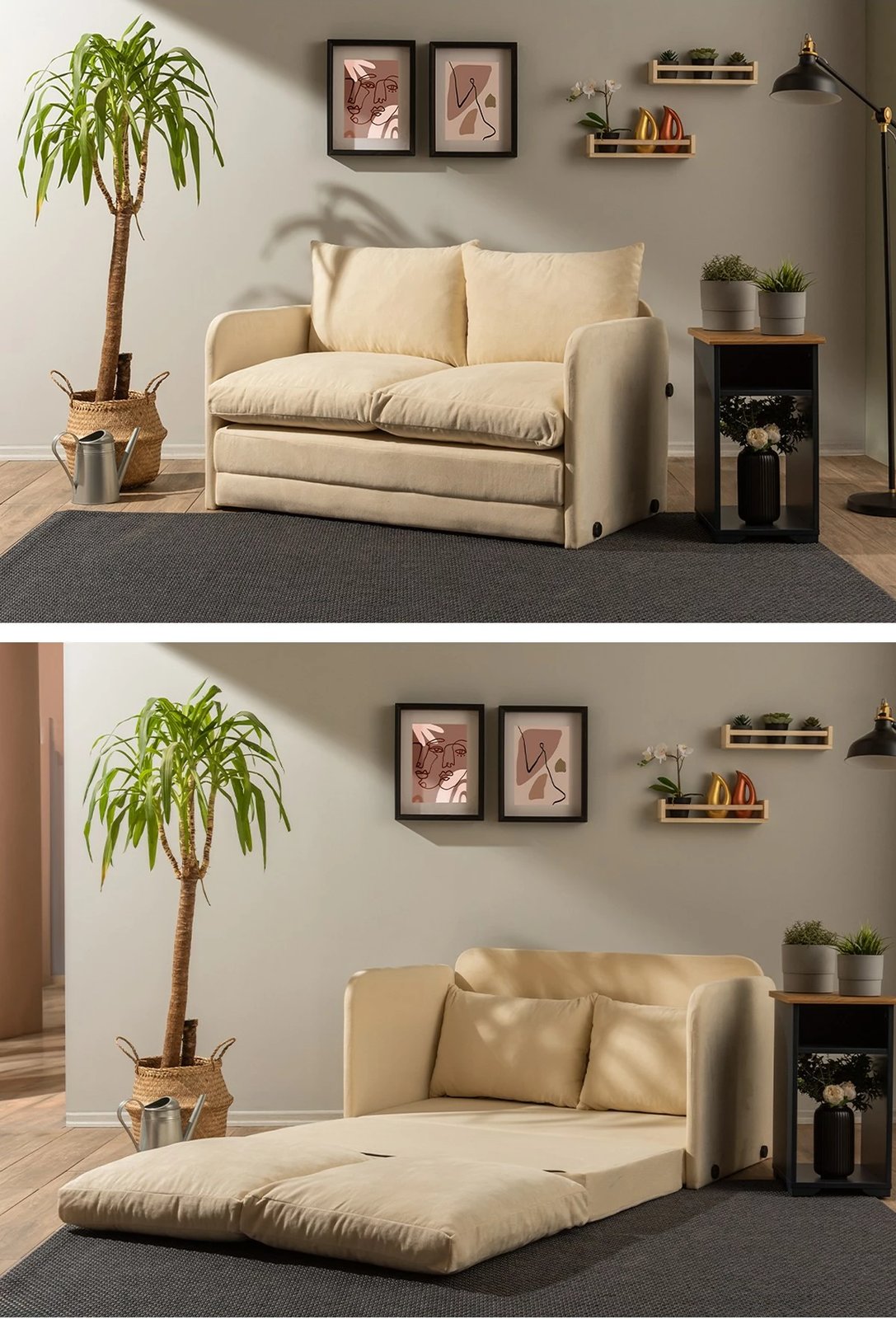 Divan-krevat dy ulëshe, ngjyrë krem, Saga, Atelier del Sofa