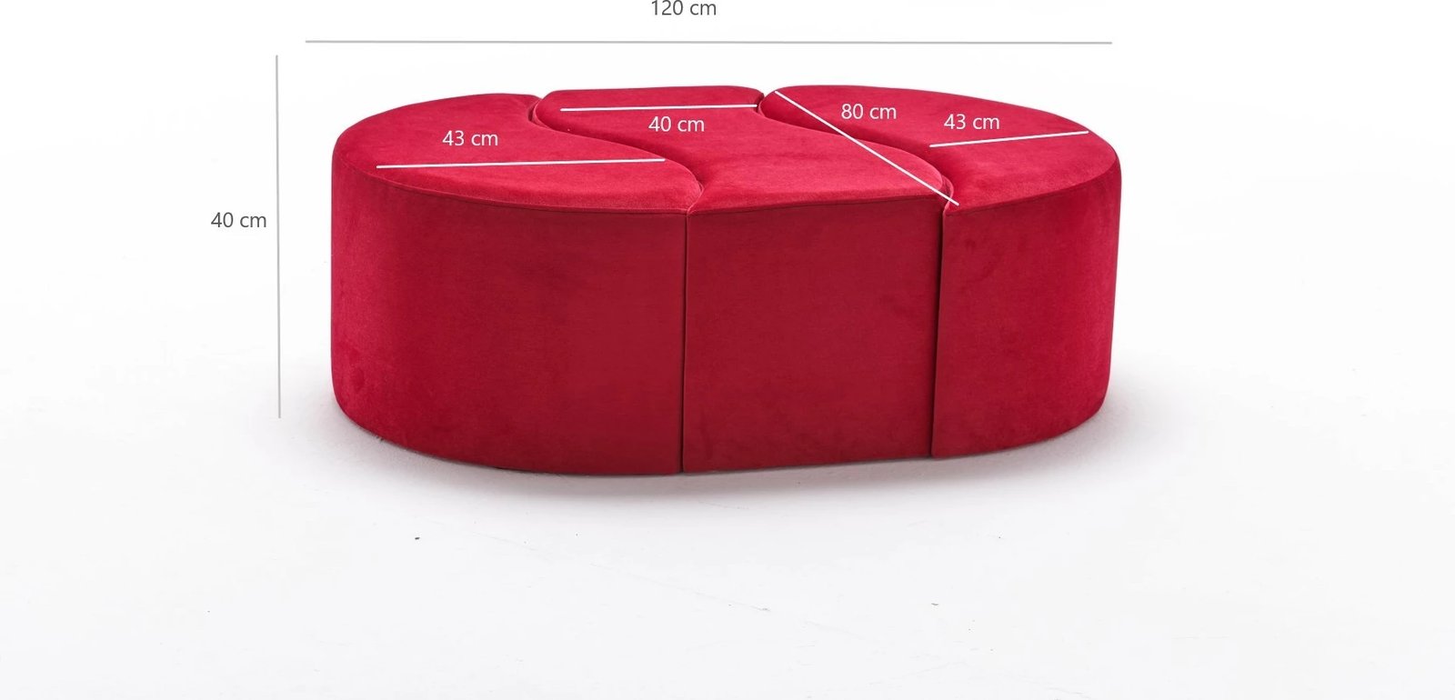 Puf Atelier del Sofa Alya, kadife, i kuq