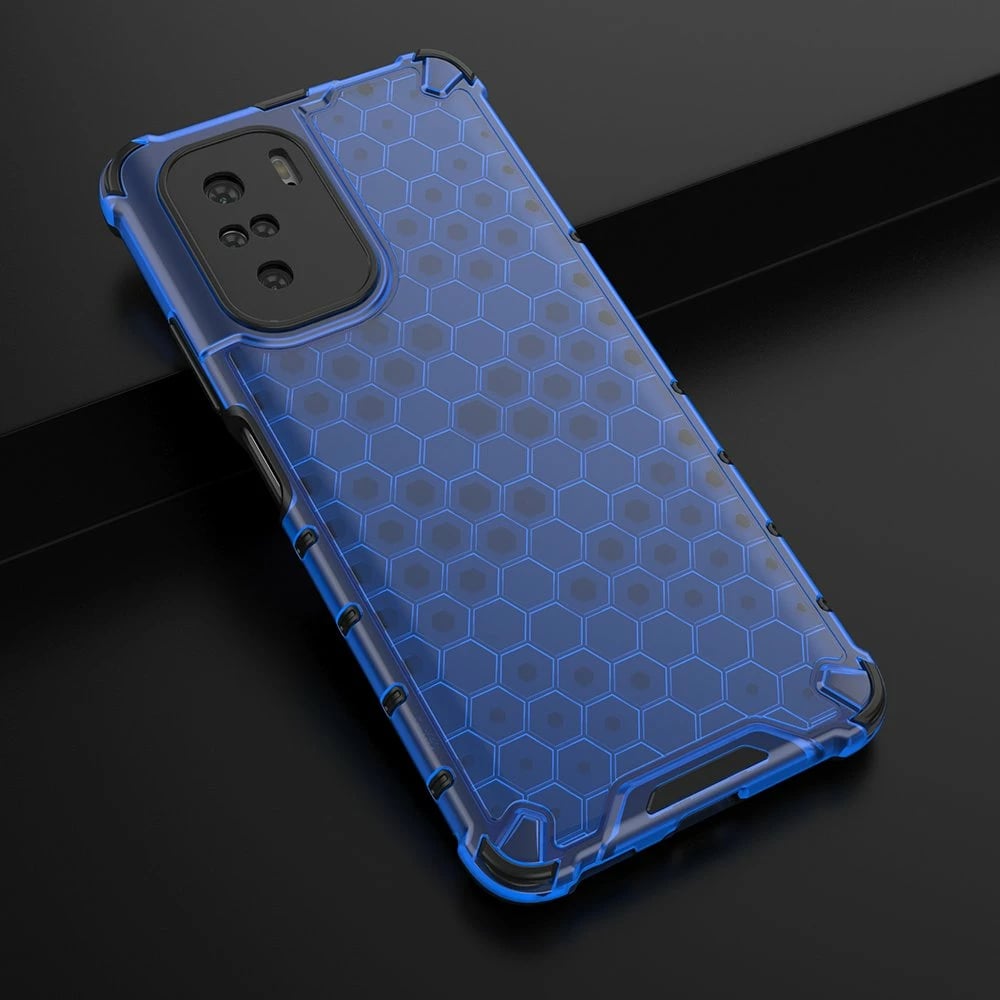 Mbështjellës telefoni Hurtel Honeycomb Case armor për Xiaomi Redmi K40 Pro+, K40 Pro, K40, Poco F3, kaltër