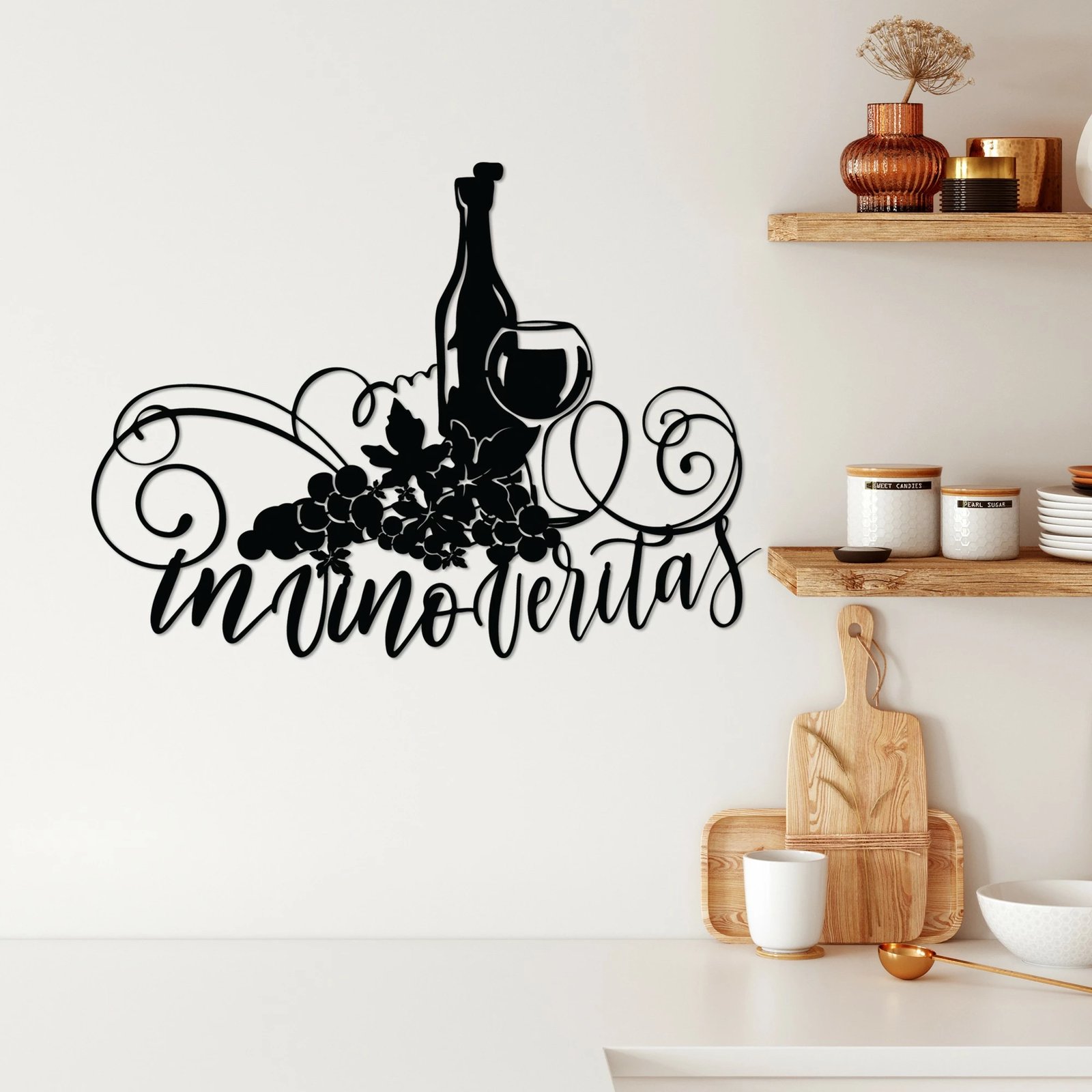 Aksesor dekorativ metalik për mur, Wallity Veritas 3, ngjyrë e zezë, 56x42cm