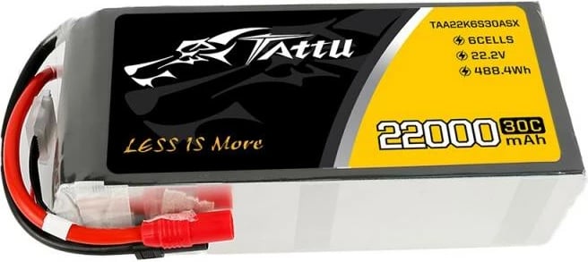 Bateri LiPo Tattu 22000mAh 22.2V 30C 6S1P me AS150+XT150