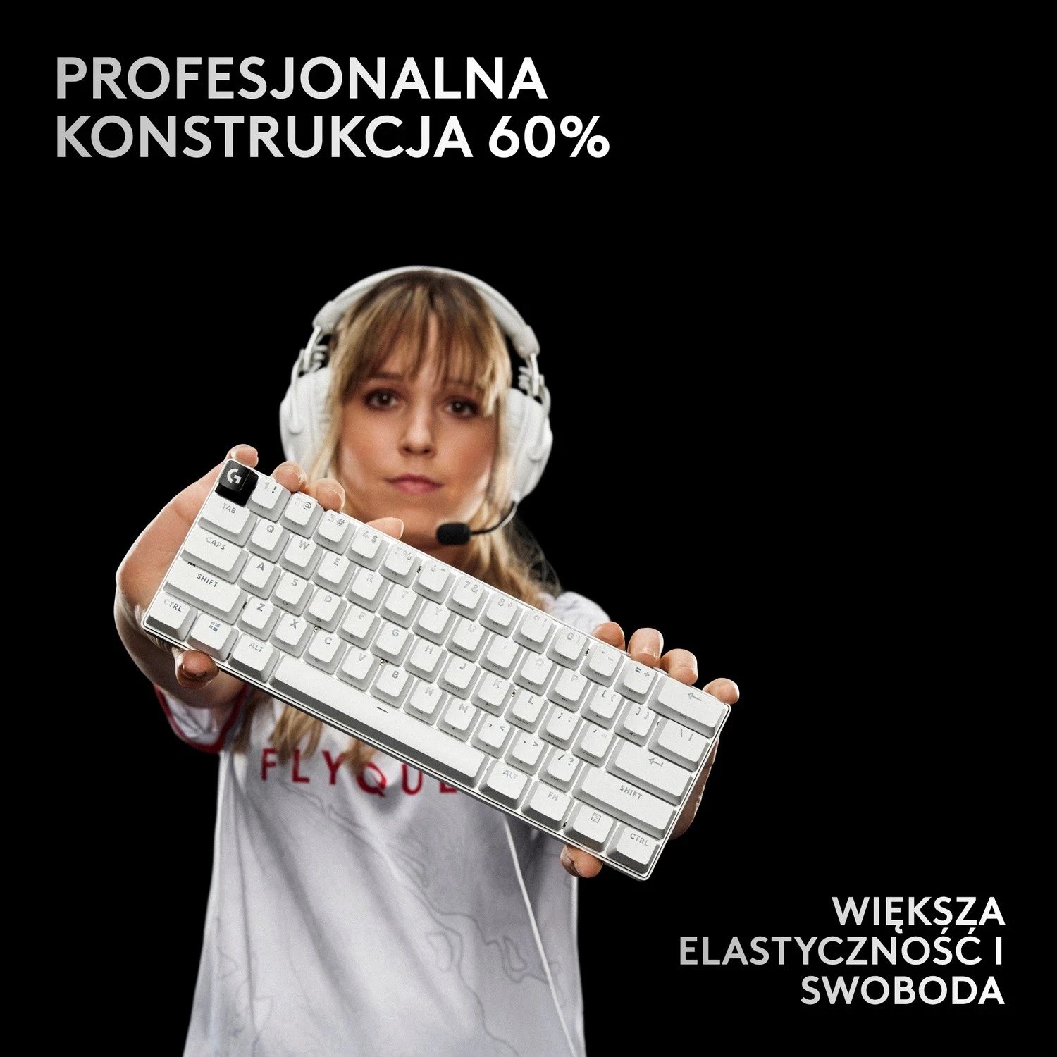 Tastierë Logitech G Pro X 60 Lightspeed, RGB, e bardhë