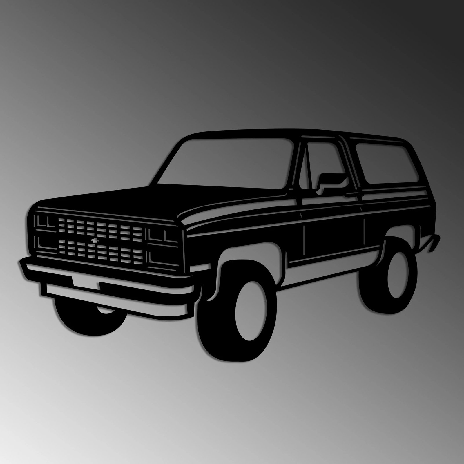 Aksesor dekorativ metalik për mur, Wallity, Chevrolet K5 Blazer, ngjyrë e zezë, 60x33cm