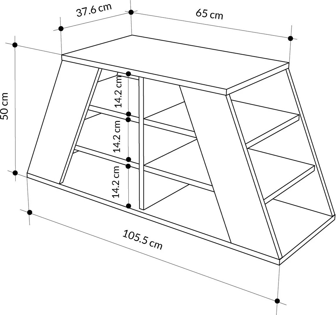 Dollap këpucësh Skye Decor, stol këpucësh Pyramid, ngjyrë lisi dhe e bardhë