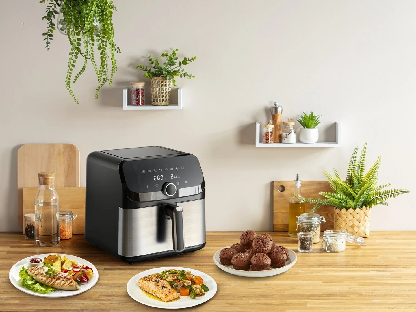 Fritezë me ajër të nxehtë Tefal Easy Fry Mega EY855D10, 7.5 L, E zezë, Inox