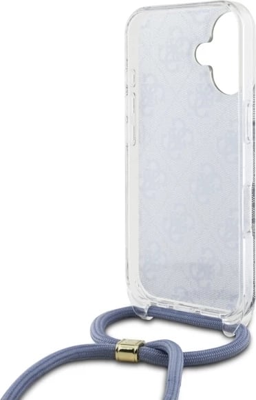Mbështjellës Guess Crossbody Cord 4G Print për iPhone 16, Kaltër Mbështjellës Guess Crossbody Cord 4G Print për iPhone 16, Kaltër
