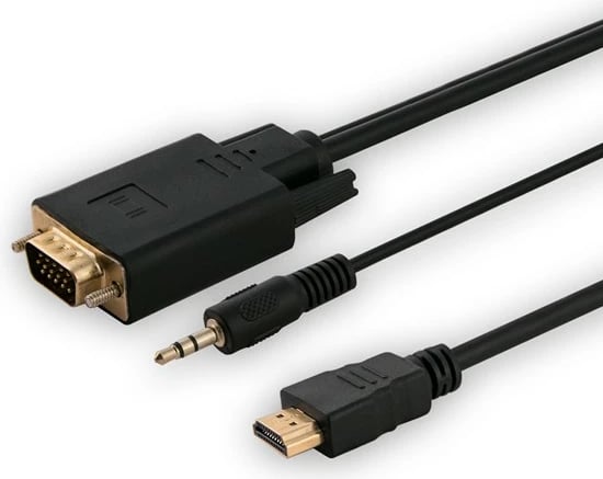 Adapter kabllo HDMI (M) në VGA (M) me audio, Savio CL-198, 1.8 m, i zi