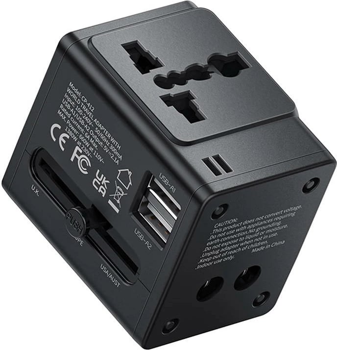 Adapter udhëtimi McDodo CP-4120, 2.1A Fast Charging, 2x USB-A, i zi
