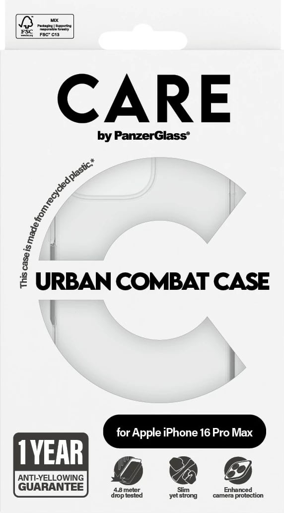 Mbështjellës PanzerGlass CARE Case Flagship Clear për iPhone 16 Pro Max transparent