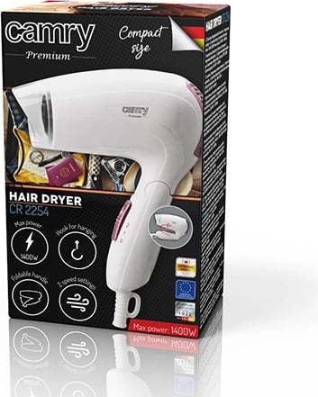 Tharëse flokësh, Adler Camry, CR 2254, 1200W, dorezë palosëse, 2 nivele, me koncentrator, prizë tip C