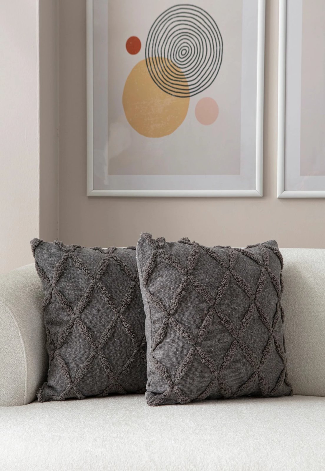 Set mbulesash jastëku (2 copë), Evila Originals, Tuffet, gri v1