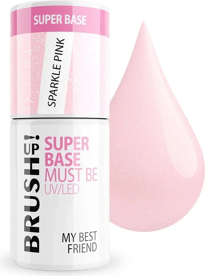 Bazë për thonj për femra BrushUp! Super Base Hybrid Sparkle Pink 5g
