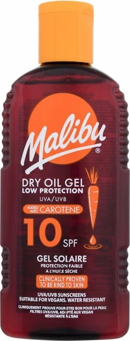 Losion për diell uniseks Malibu Dry Oil Gel me karoten SPF10, 200ml