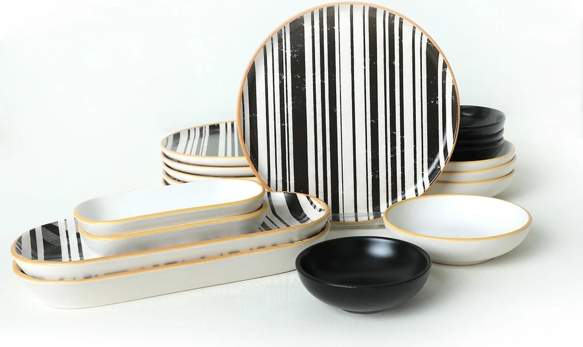 Set mëngjesi 18 pjesësh, Hermia Concept, ngjyrë e zezë dhe e bardhë