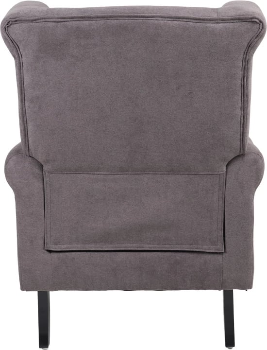 Fotel Piore, material gri i errët, këmbë druri të zezë, 77x80x106cm