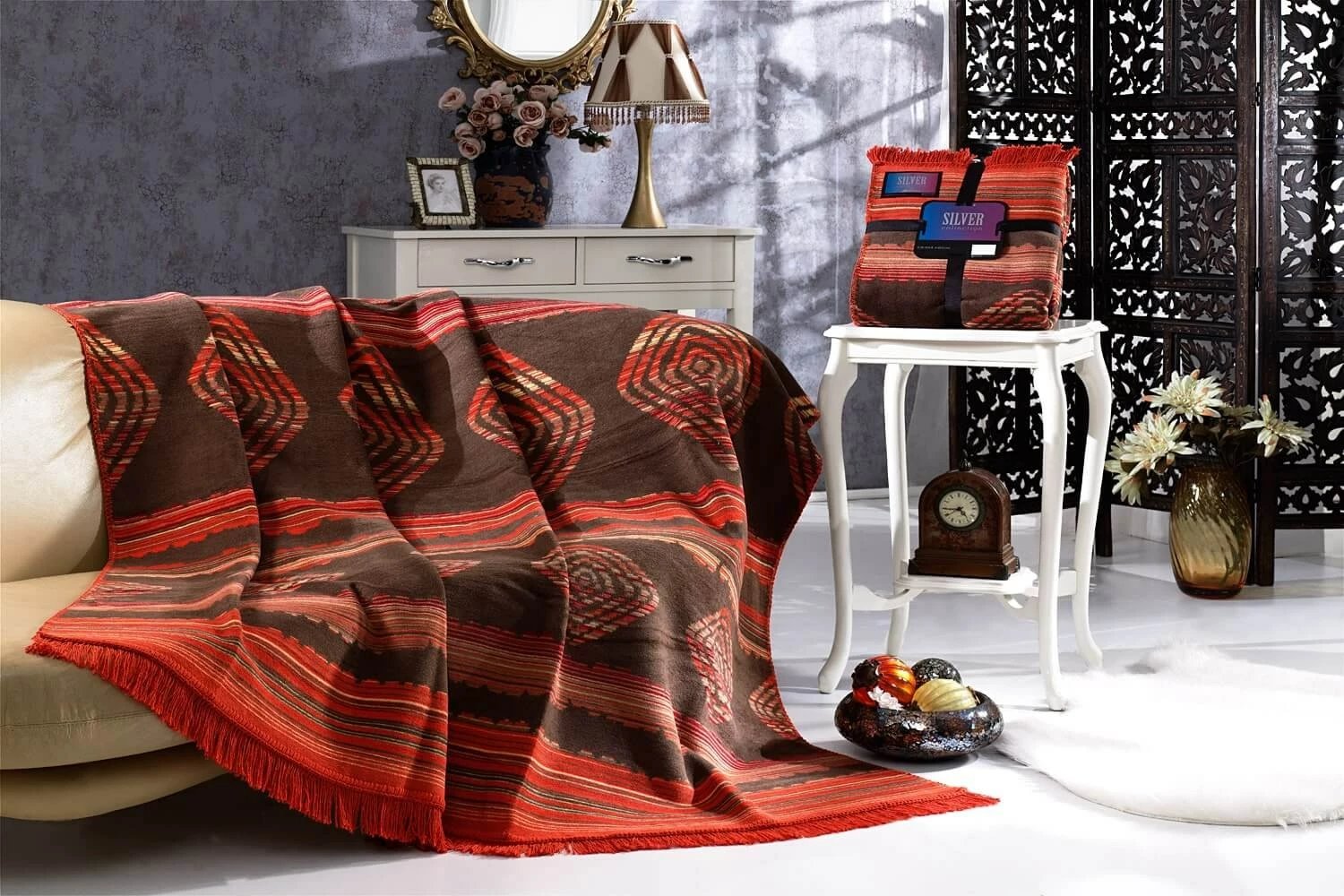 Batanije dopio L'essentiel, Mayori, e kuqe dhe kafe, 180x220cm