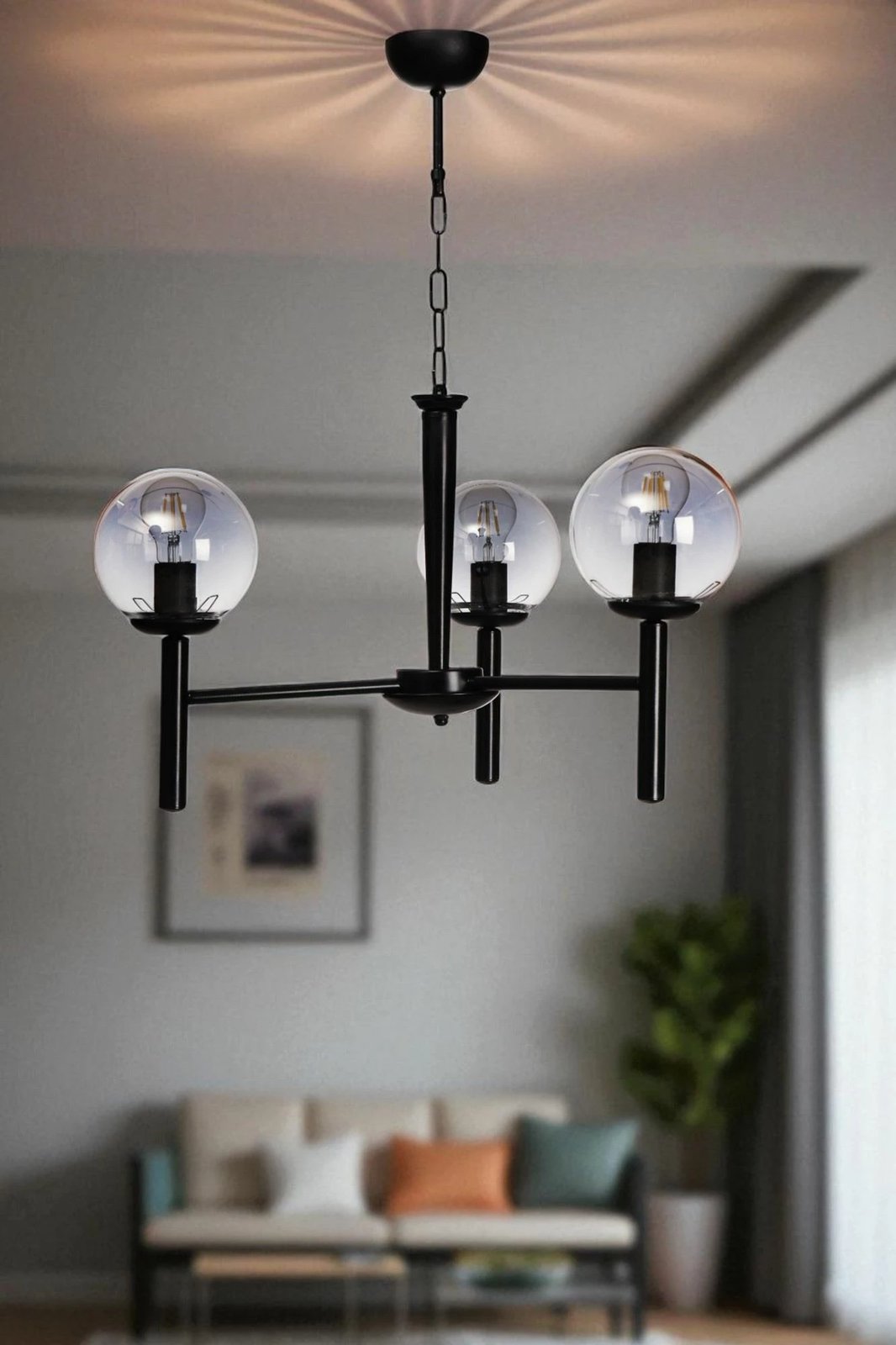 Llambadar Opviq, 8980-3, metal e xham, gri e zi