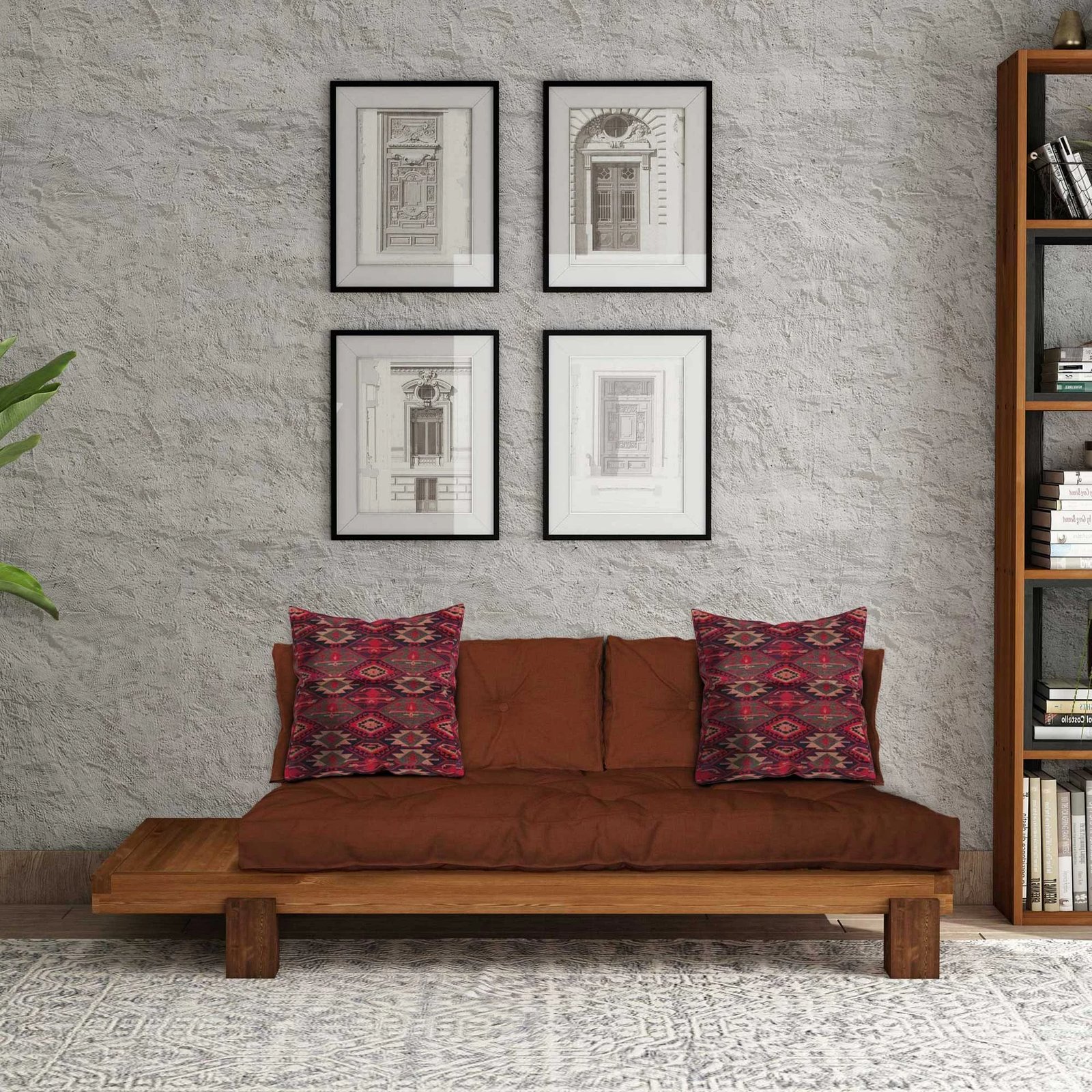 Lounge Atelier del Sofa, ngjyrë teak dhe e kuqe, CPT8377-200