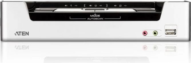 Switch KVM ATEN CS1792-AT-G, 2 porta HDMI/USB/Audio, i zi/argjendtë