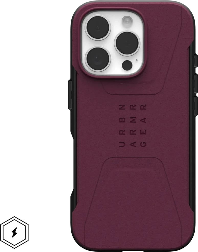 Mbështjellës Urban Armor Gear Civilian për celular, Apple, 16 cm (6.3"), Bordeaux