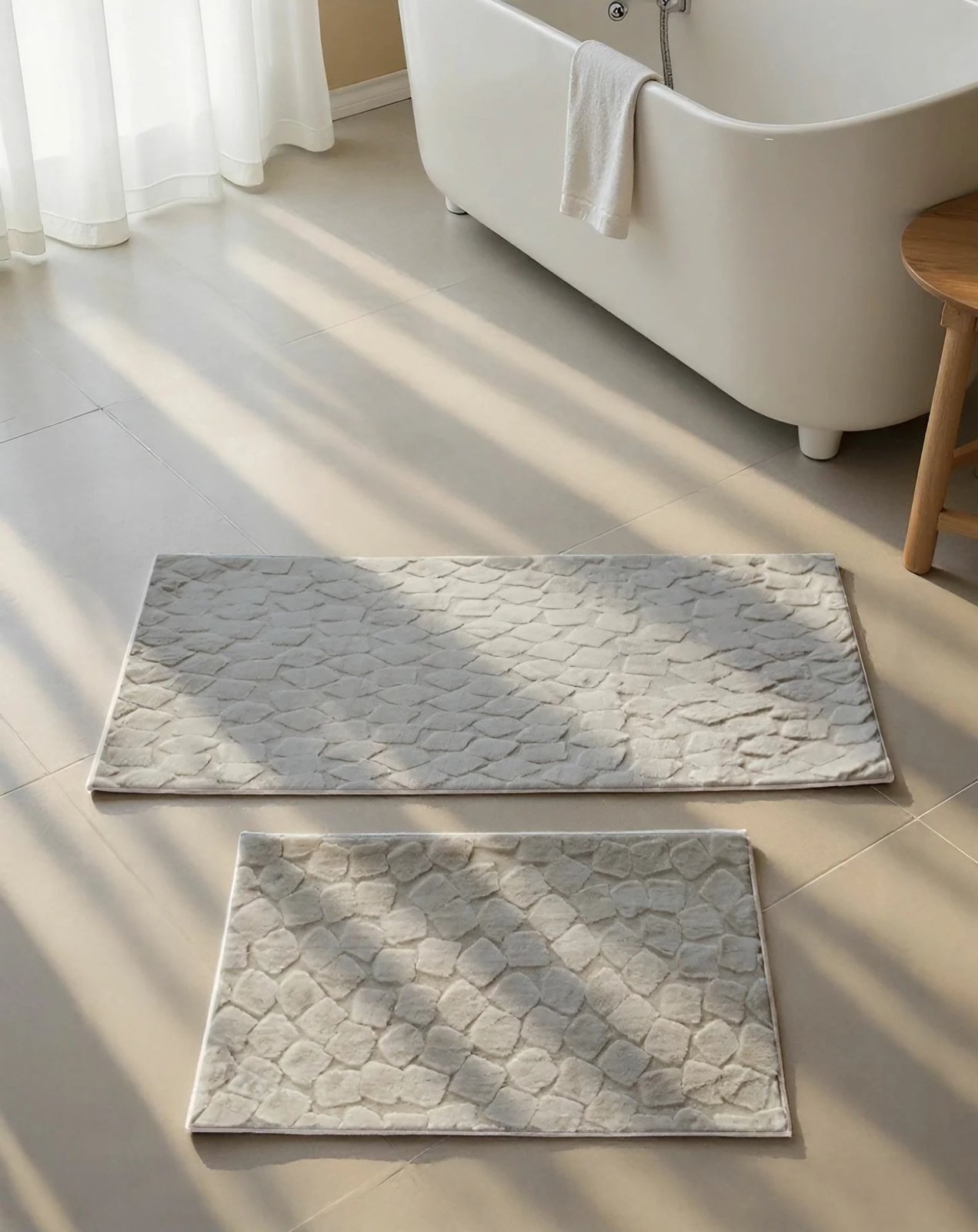 Set dy pjesësh tapeta për banjo, ngjyrë gri-taupe, Mijolnir, Rabbit