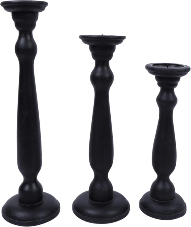 Mbajtëse qiriri Otrera, dru mango, e zezë, 15x15x45cm