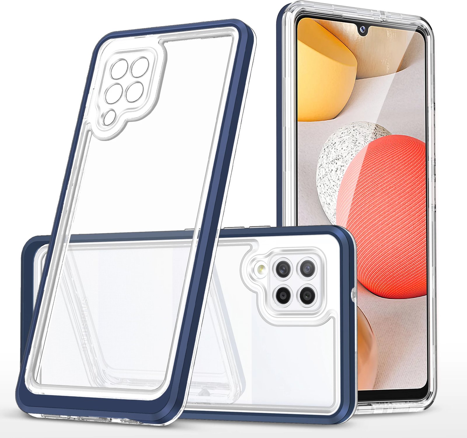 Mbështjellës Hurtel Hybrid Armor Clear 3 in 1 për Samsung Galaxy A42 5G, Kaltër/Transparent