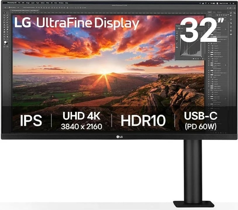 Monitor LG UltraFine Ergo 32UN880K-B, 31 inç, 4K, IPS, e zezë