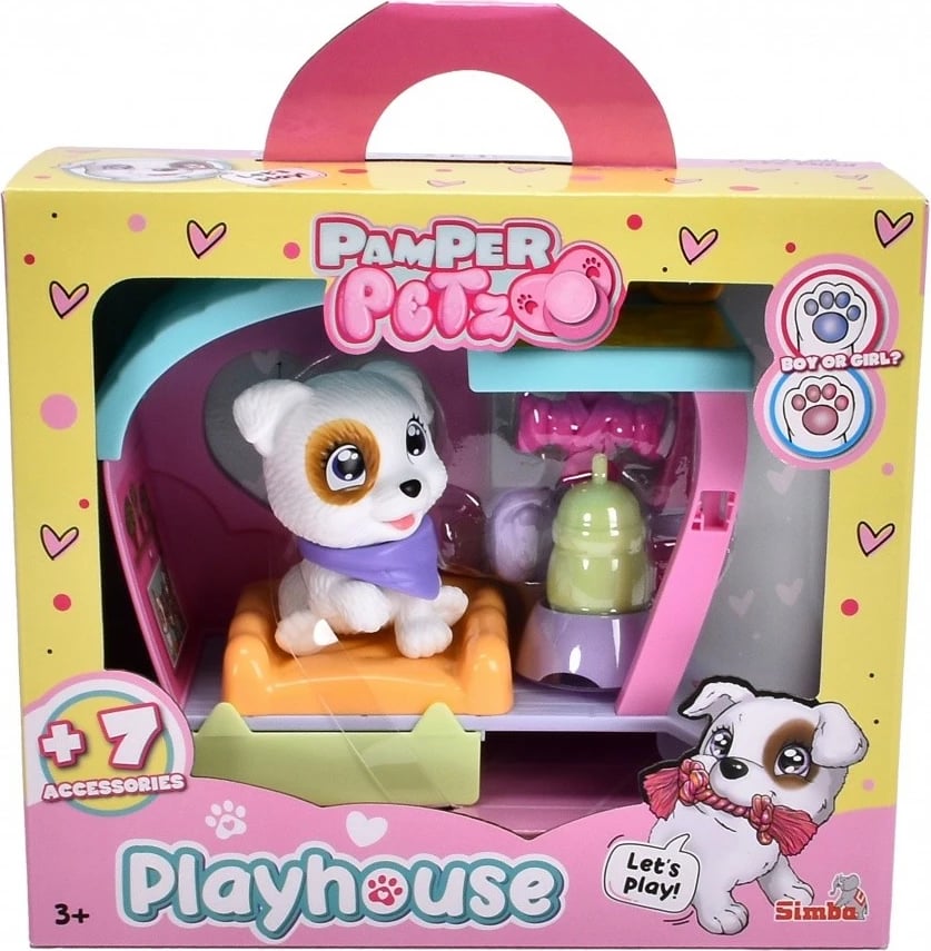 Set lodrash Pamper Petz House me qen, Simba, 16 cm, me aksesorë