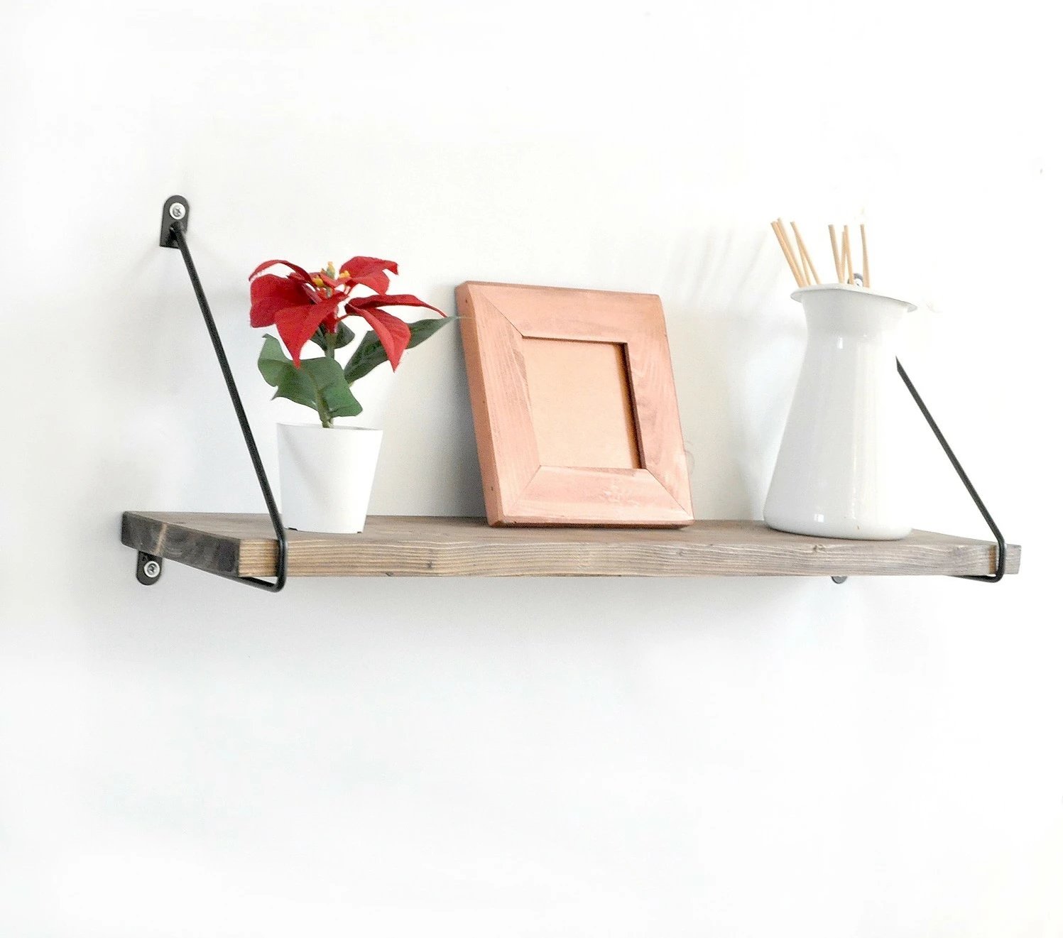 Raft dekorativ prej druri për mur, Hanah Home, Wr038, ngjyrë arre dhe e zezë