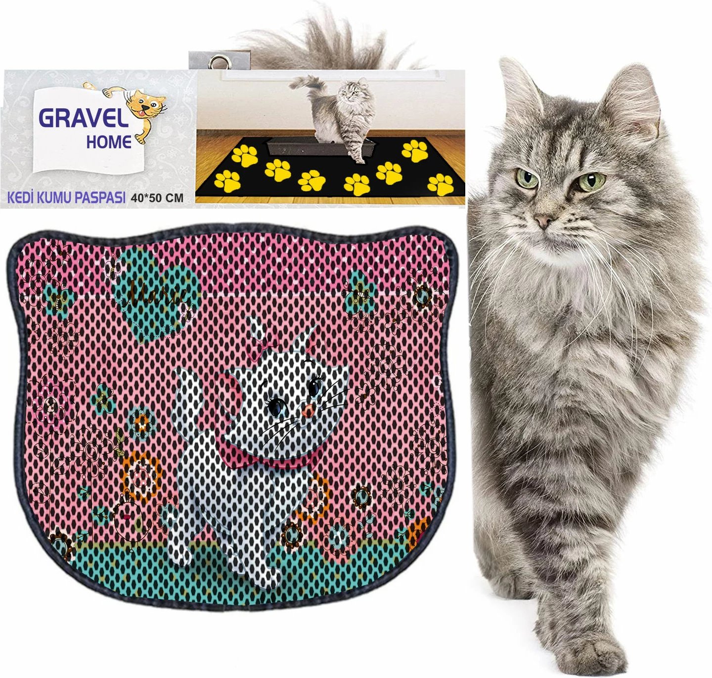 Tapet për rërë të maceve, shumëngjyrësh, Paws & Whiskers, Kdkafa0140, 40x50cm