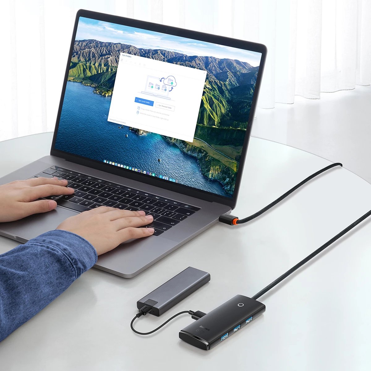 HUB Baseus Lite Series WKQX030101, 4x USB-A 3.0, 1x USB-C, 1m, i zi