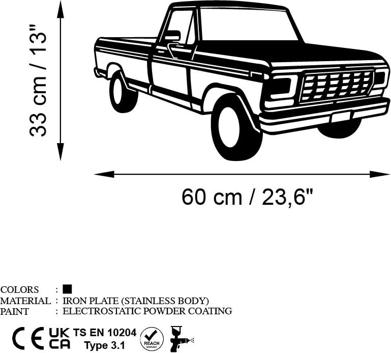 Aksesor dekorativ metalik për mur, Wallity, FORD F-250 Ranger Pickup