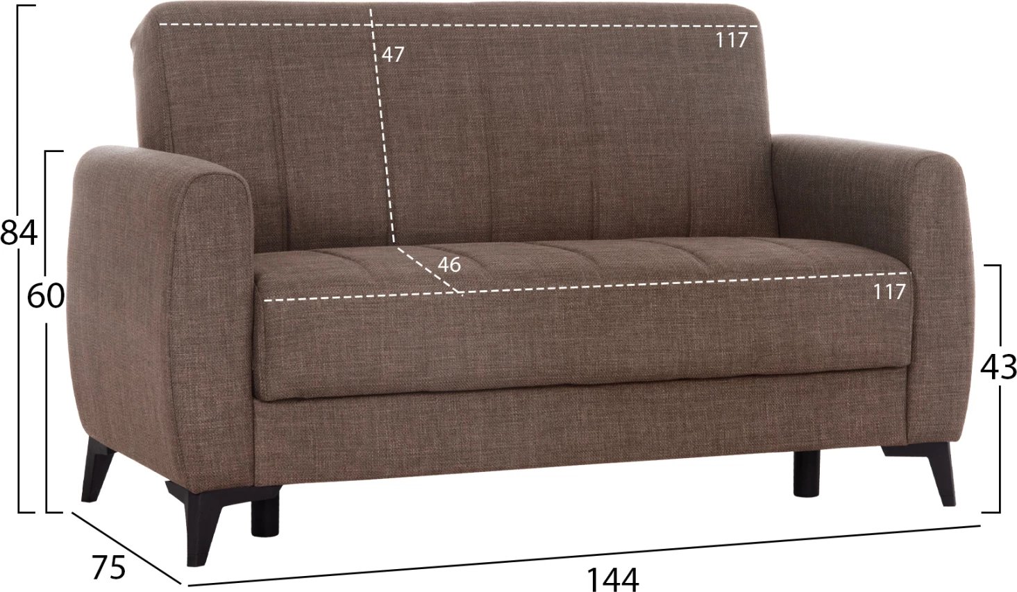 Divan-krevat dy ulëse me hapësirë për depo, Nikko, material bezhë, FH3293.02, 144x75x84cm